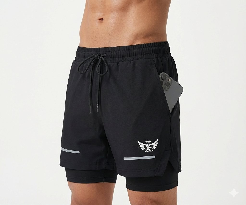 XIMERIK Men’s 2-in-1 Gym Shorts with Compression Liner, Quick-Dry Athletic Running Shorts for Men, Training, Workout, Fitness